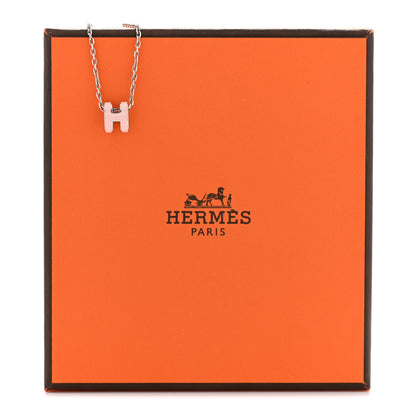 Hermes Palladium Mini Pop H Pendant Necklace Rose Dragee 8 of 8
