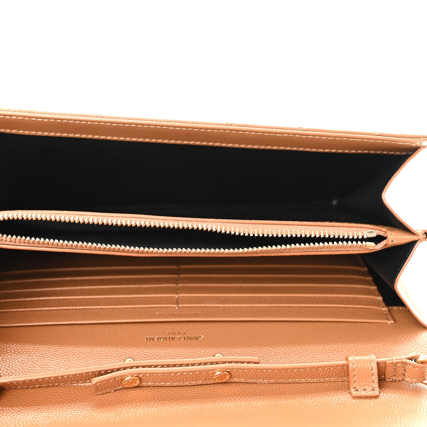 Grain De Poudre Matelasse Chevron Monogram Chain Wallet Natural Dark