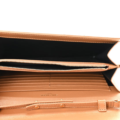 Saint Laurent Grain De Poudre Matelasse Chevron Monogram Chain Wallet Natural Dark 5 of 10