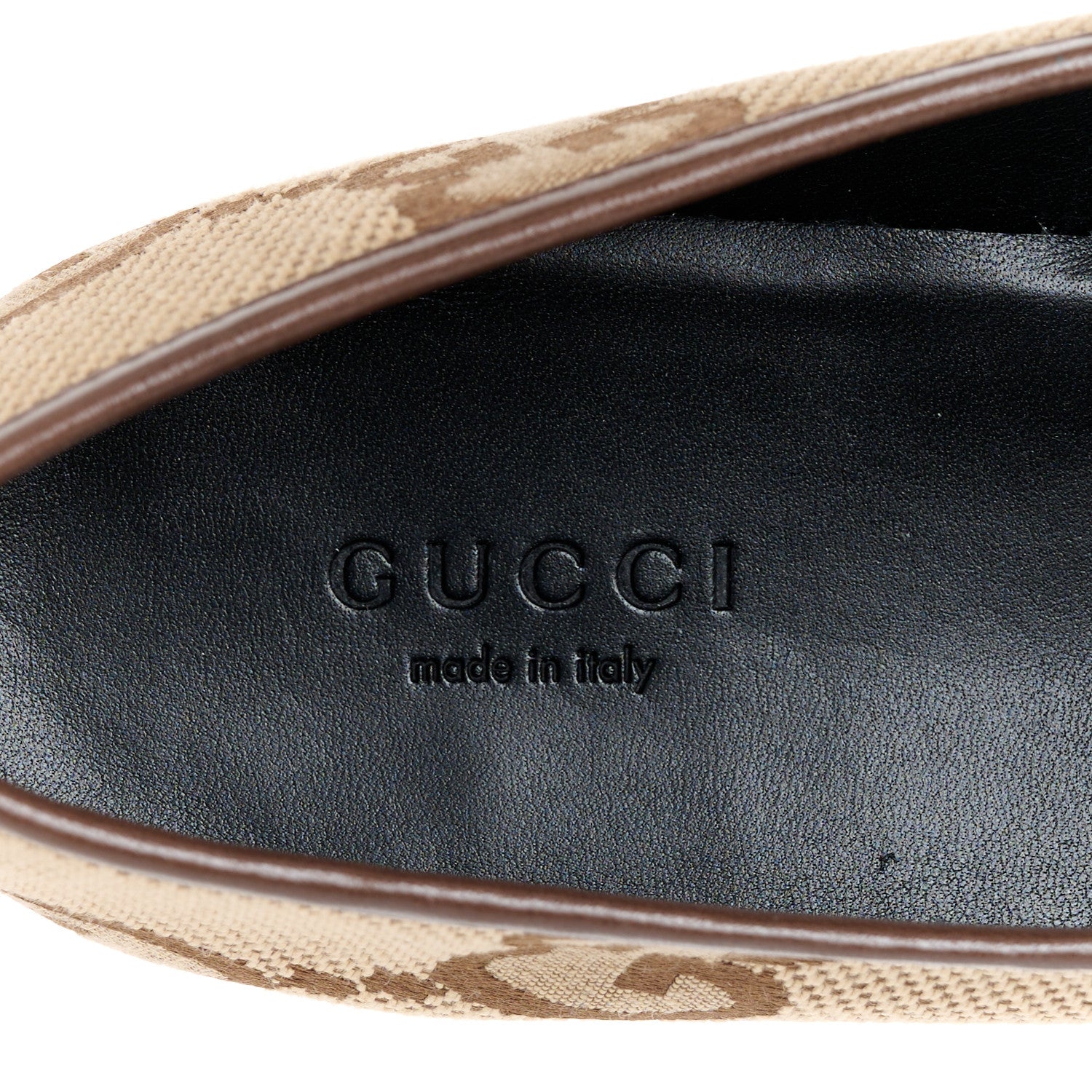 Gucci Monogram Jumbo GG Malaga Kid Horsebit Womens Jordaan Loafers 39.5 Camel Ebony New Acero Beige 7 of 10
