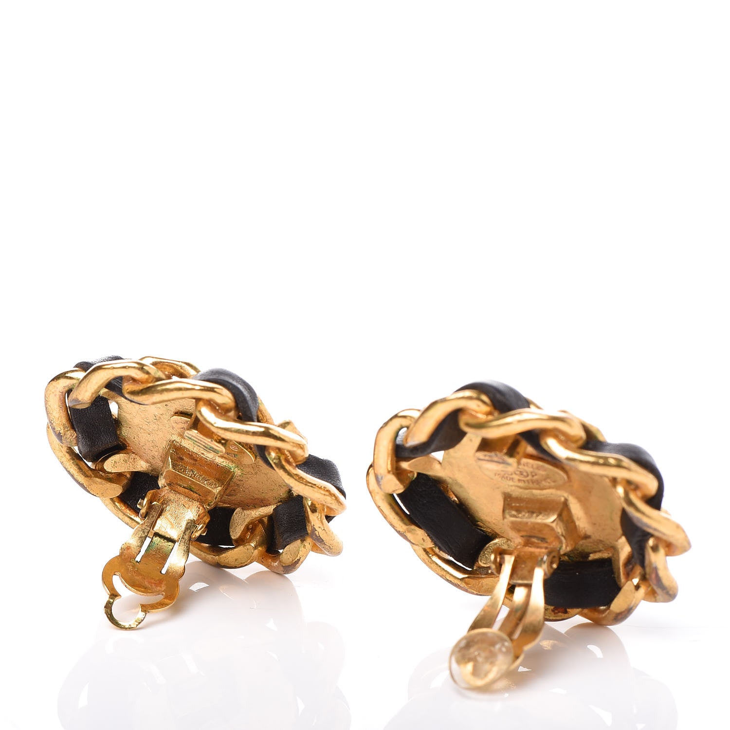 Chanel Lambskin Chain CC Clip On Earrings Gold 3 of 5