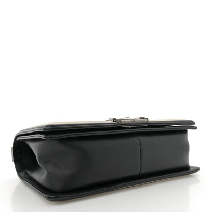 Chanel Calfskin Pleated Medium Boy In Rome Flap Black White 4 of 12