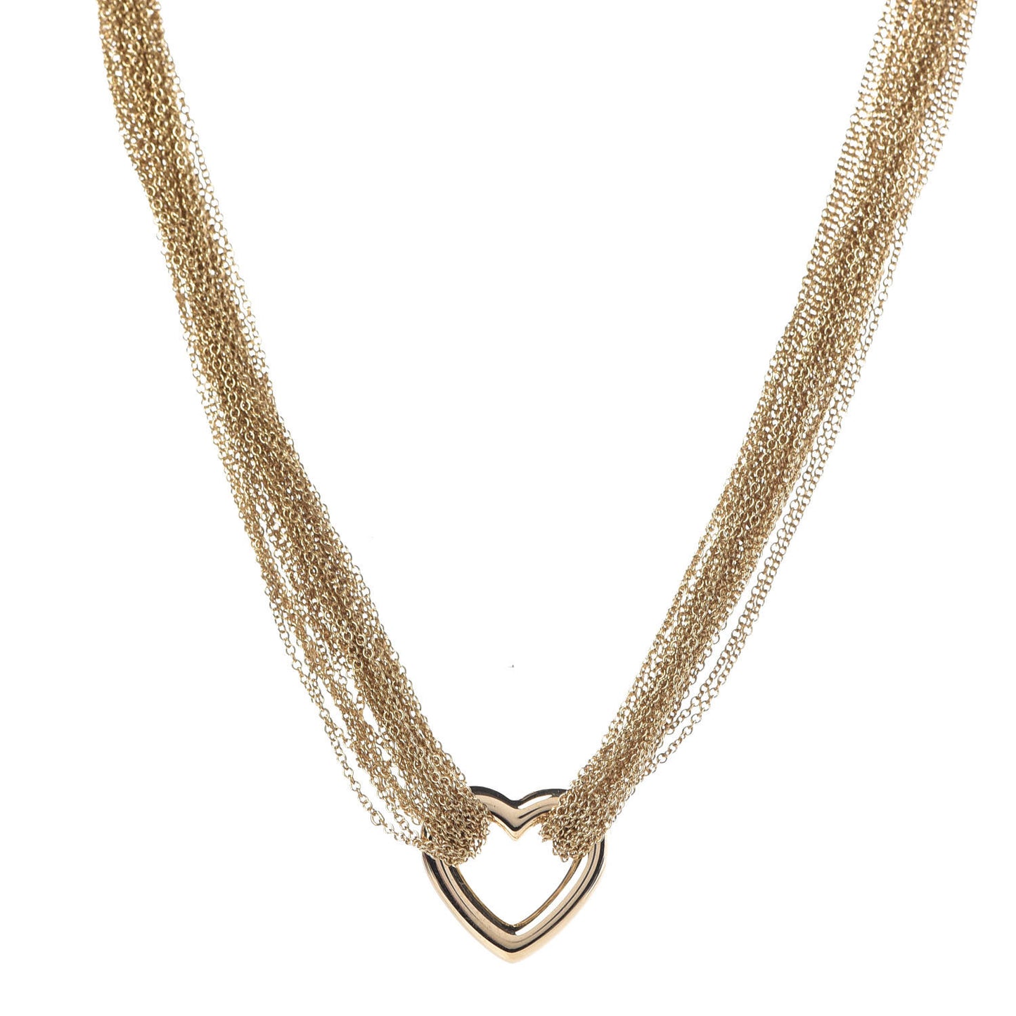 18K Yellow Gold Heart Mesh Toggle Necklace