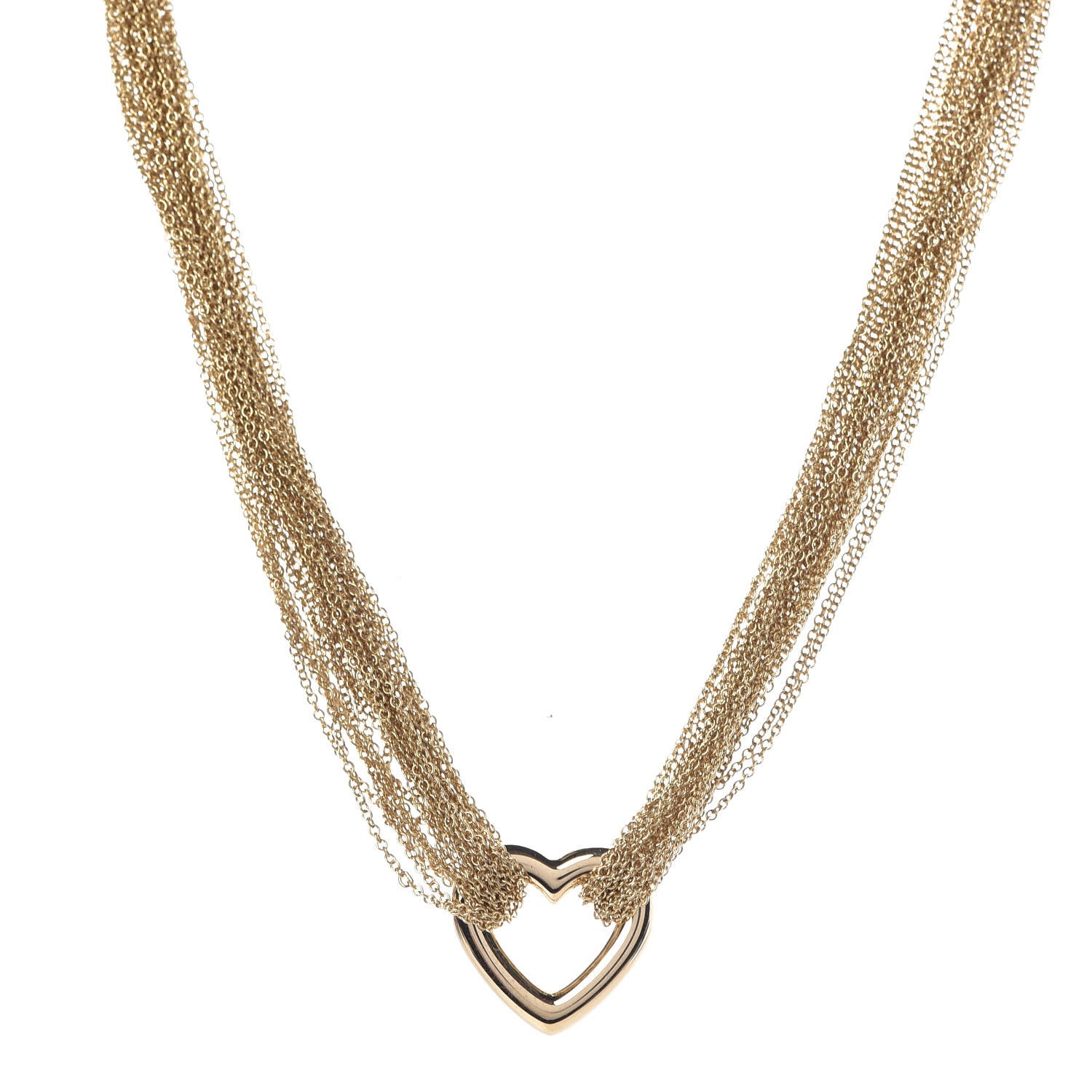 Tiffany 18K Yellow Gold Heart Mesh Toggle Necklace 1 of 6