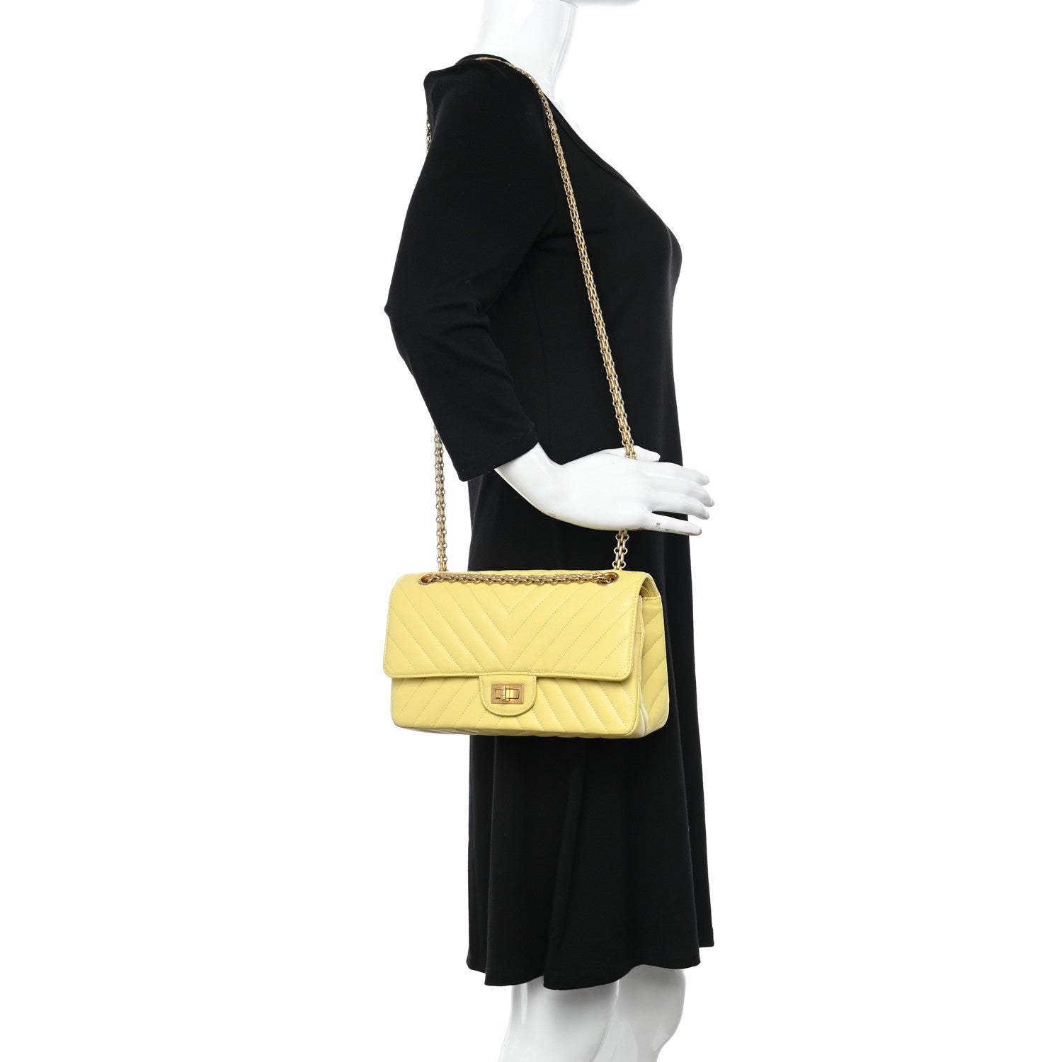 Chanel Sheepskin Chevron Quilted 2.55 Reissue 225 Flap Yellow 2 of 11