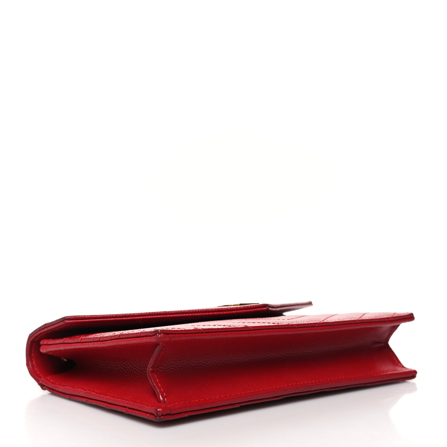 Saint Laurent Grain De Poudre Matelasse Chevron Monogram Envelope Chain Wallet New Red 4 of 18