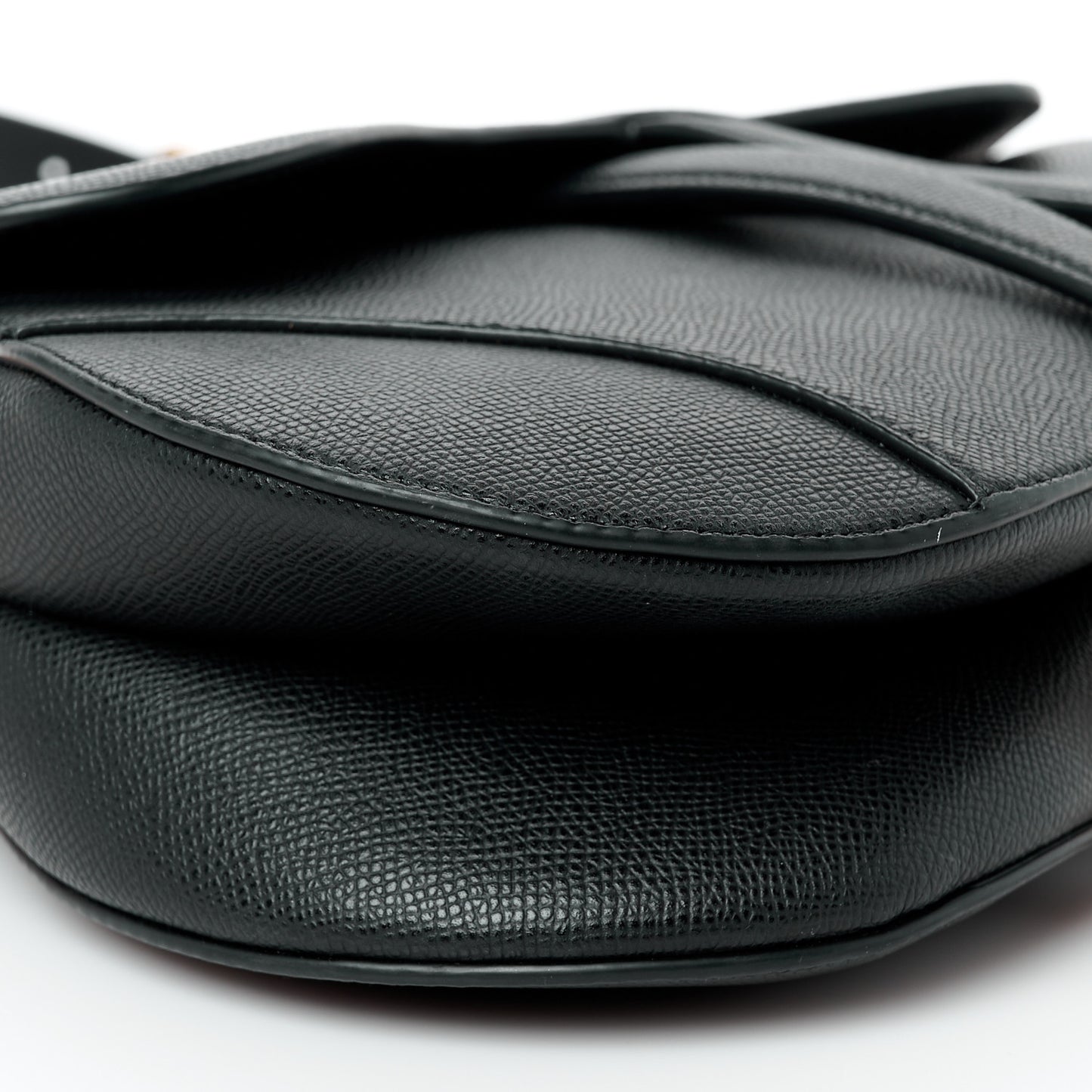 Grained Calfskin Saddle Bag With Strap Black