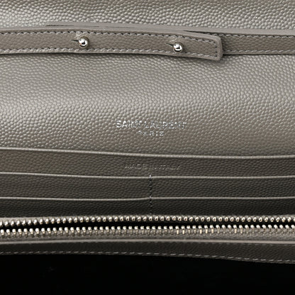 Saint Laurent Grain De Poudre Matelasse Chevron Monogram Chain Wallet Asphalt 6 of 9