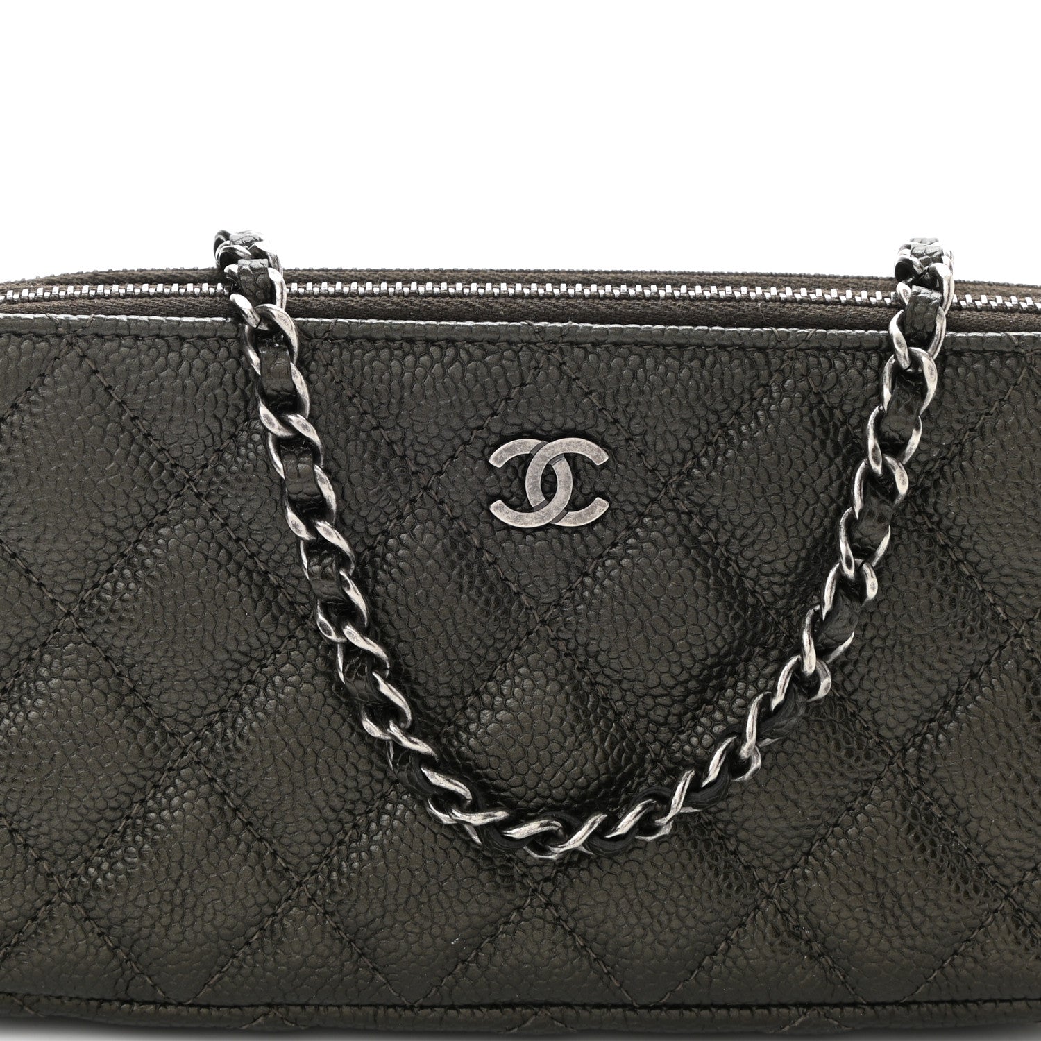 Chanel Caviar Quilted Small Clutch With Chain Dark Charcoal 9 of 12