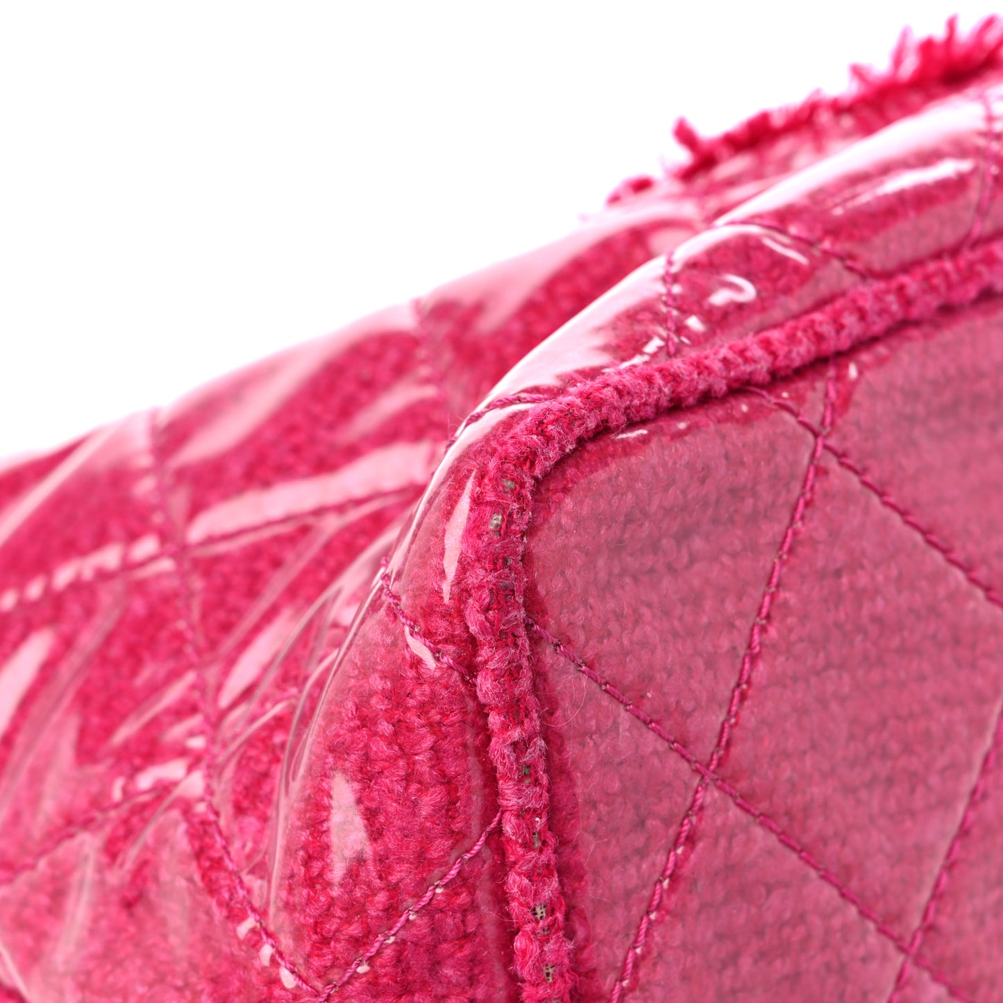 Vinyl Quilted Funny Tweed Tote Fuchsia