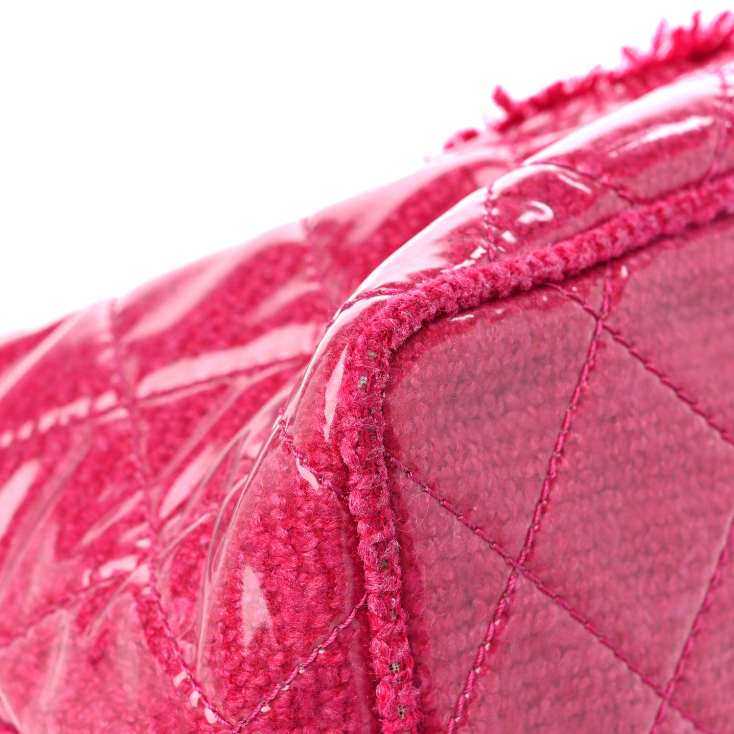 Chanel Vinyl Quilted Funny Tweed Tote Fuchsia 8 of 15