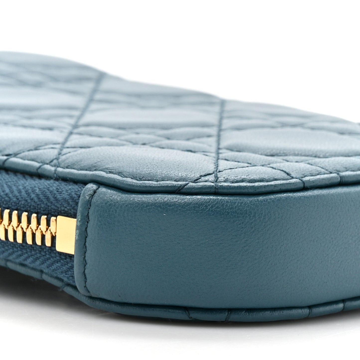 Lambskin Cannage Lady Dior Phone Holder Blue