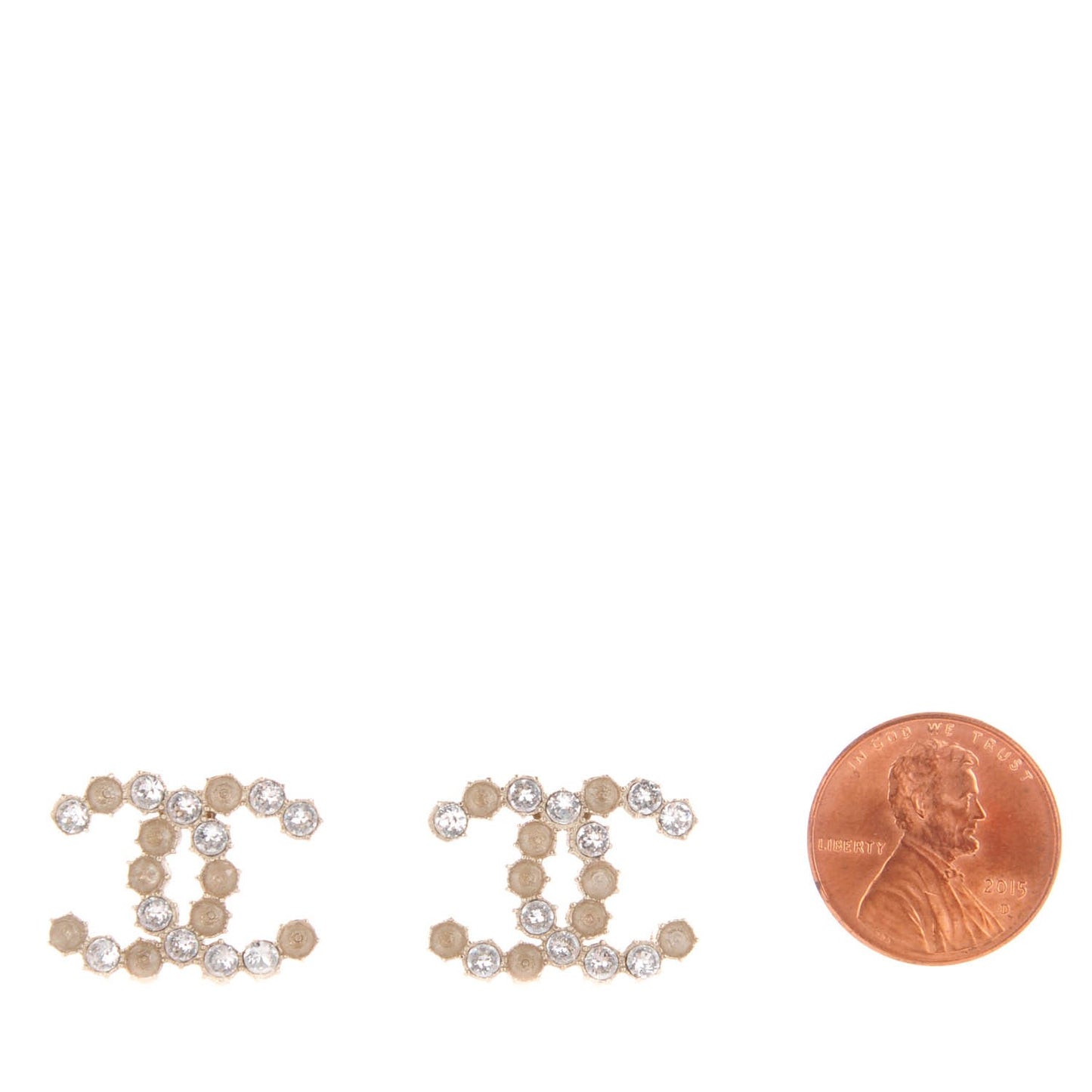Crystal CC Earrings Light Gold