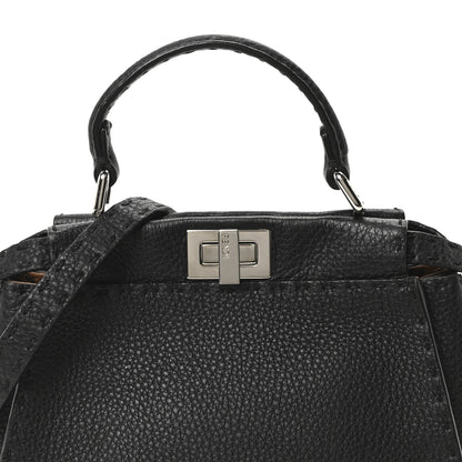 Fendi Cuoio Romano Selleria Bi-Color Mini Peekaboo Iconic Satchel Black Mou 7 of 9