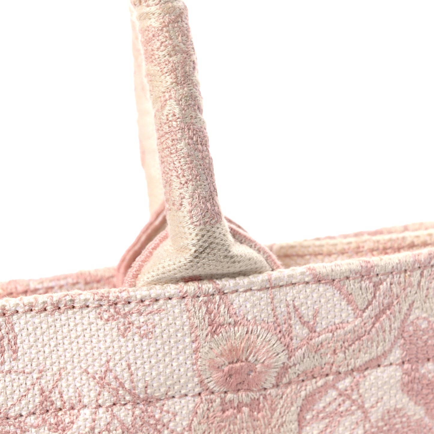 Canvas Toile De Jouy Embroidered Medium Book Tote Pink