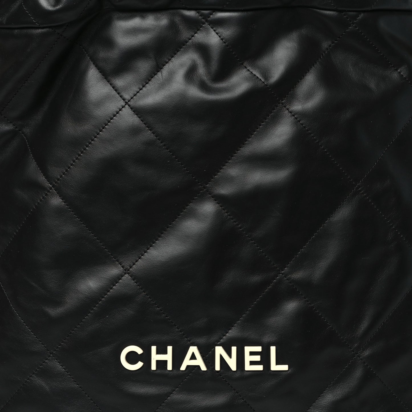 Shiny Calfskin Quilted Chanel 22 Backpack Black