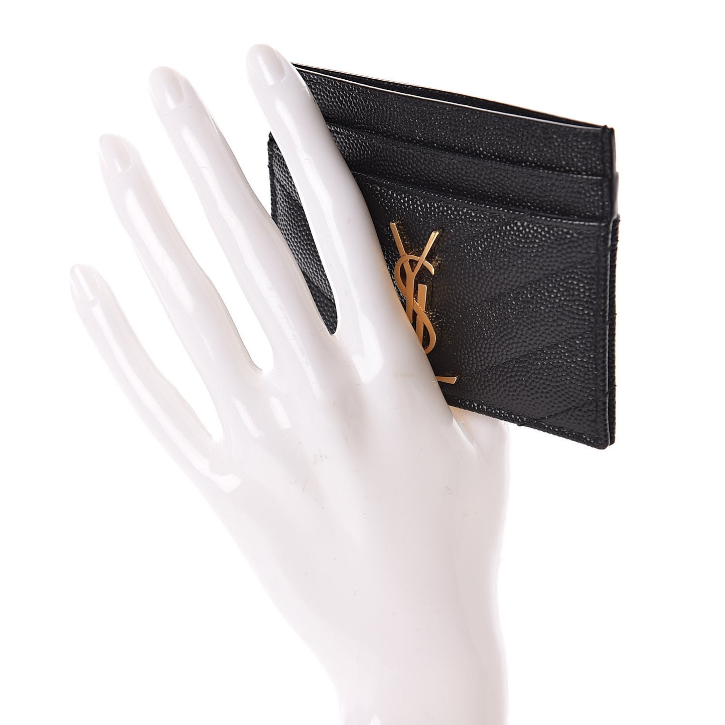 Grain De Poudre Matelasse Chevron Monogram Credit Card Case Black