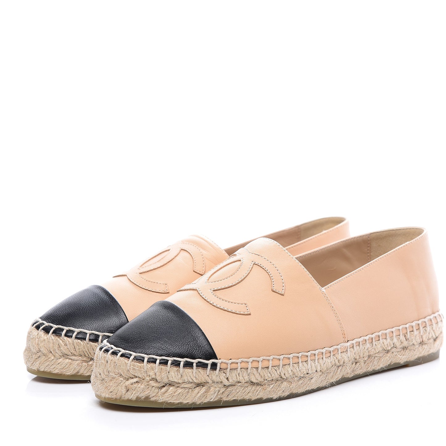 Lambskin CC Espadrilles 38 Beige Black