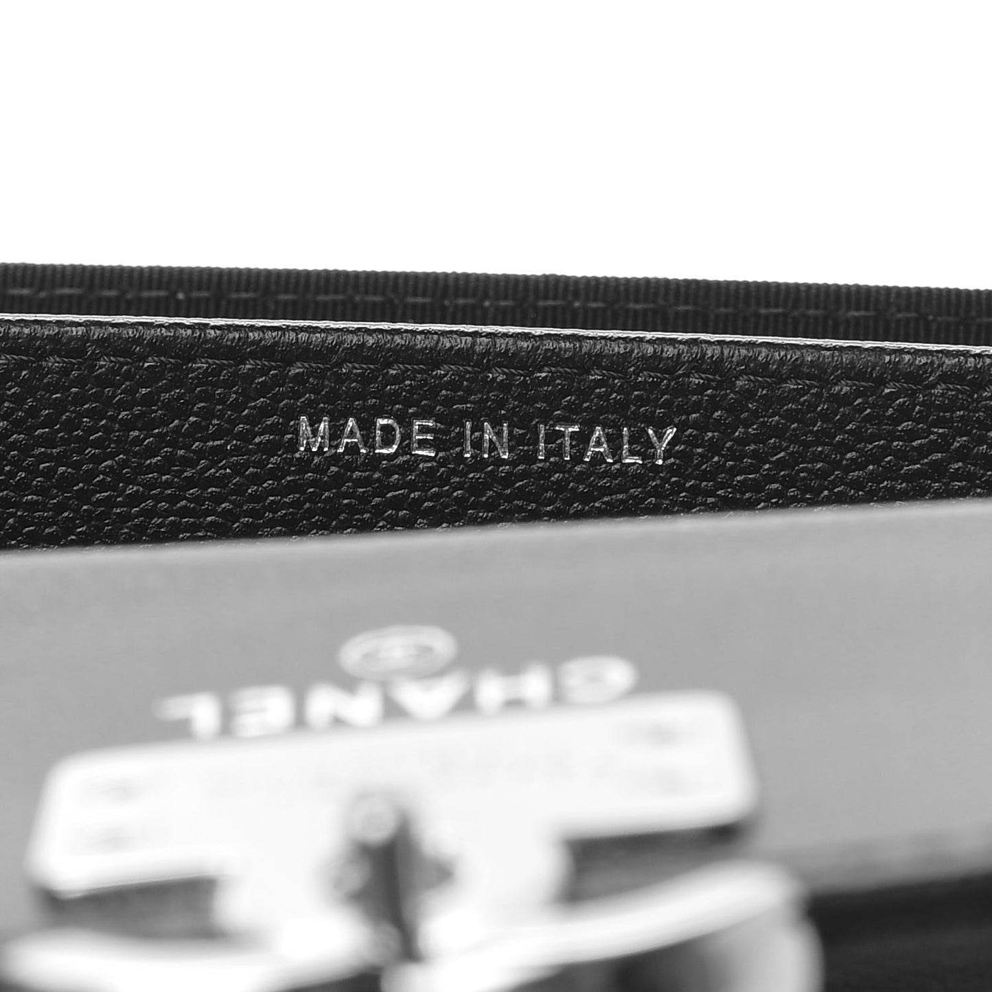 Grained Calfskin Quilted CC Box Compact Flap Wallet Black