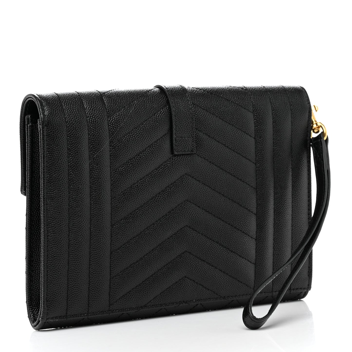 Grain De Poudre Textured Mixed Matelasse Triquilt Monogram Clutch Black