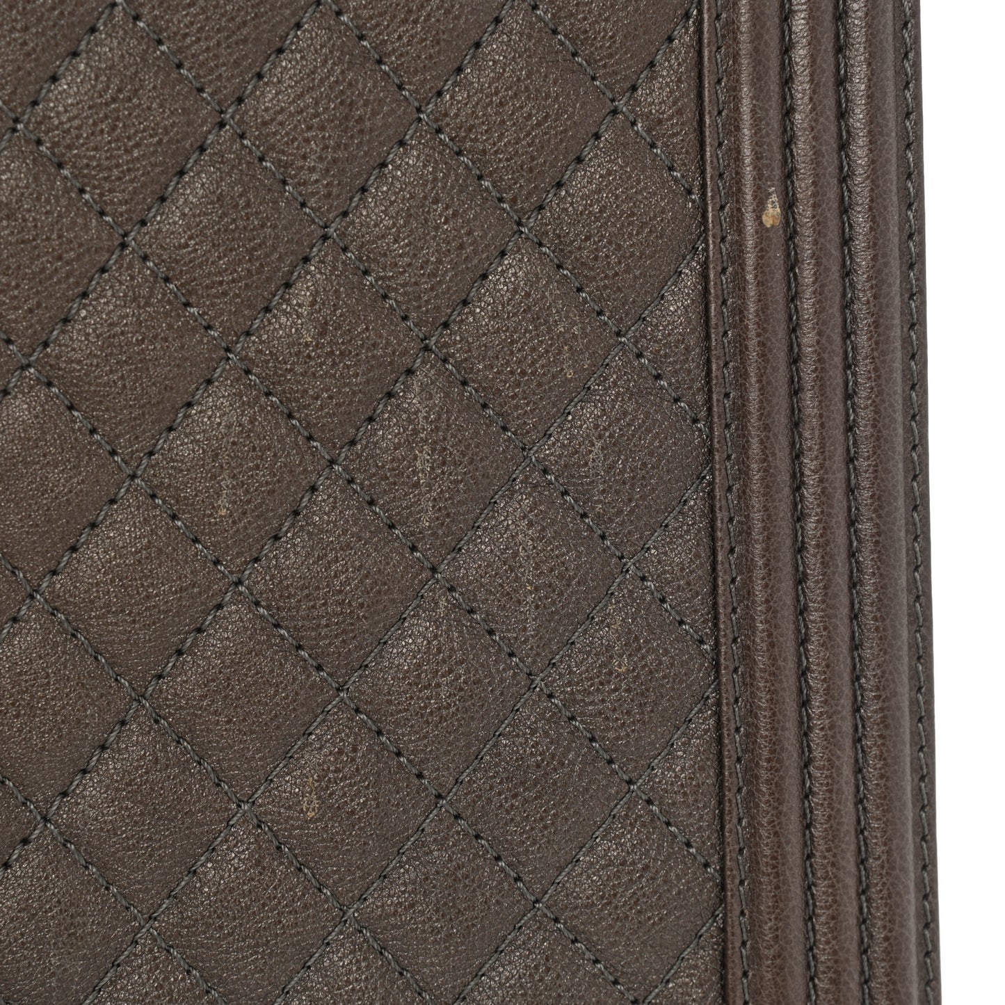 Calfskin Quilted Large Boy Flap Grey