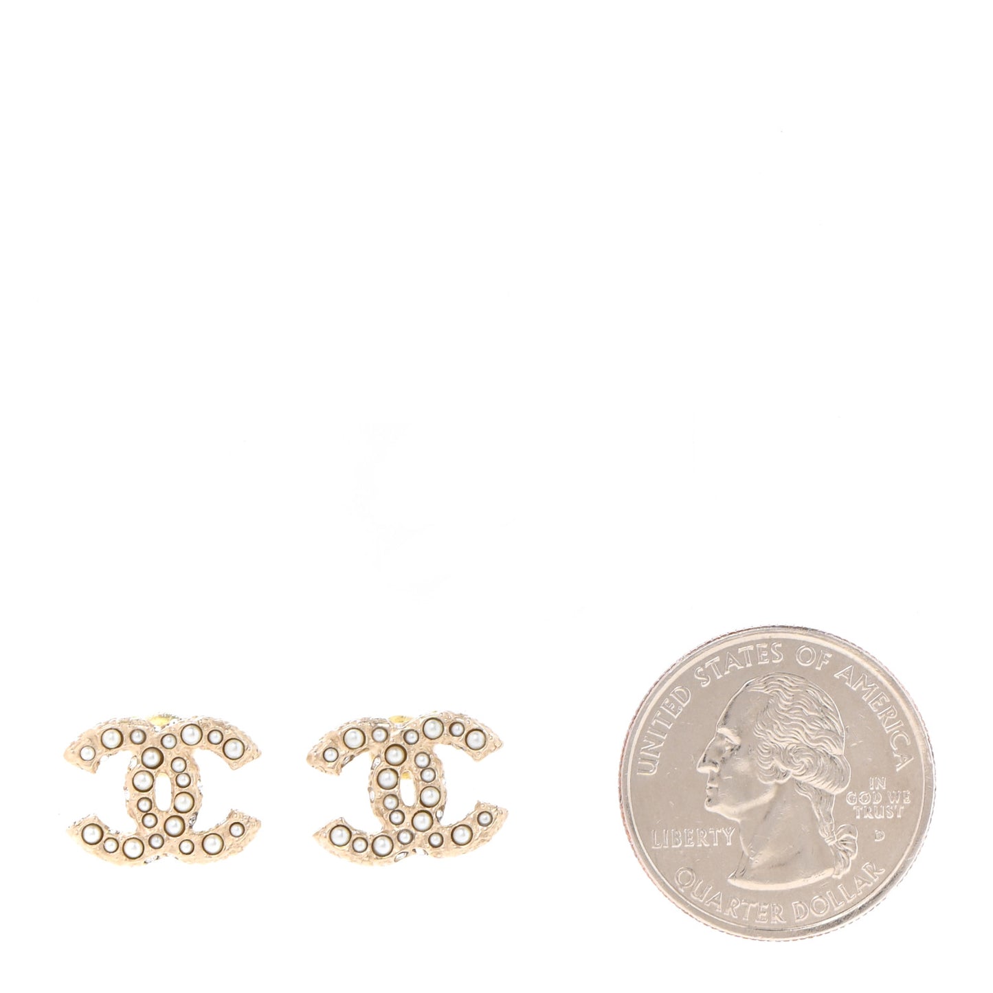 Pearl Crystal CC Earrings Light Gold