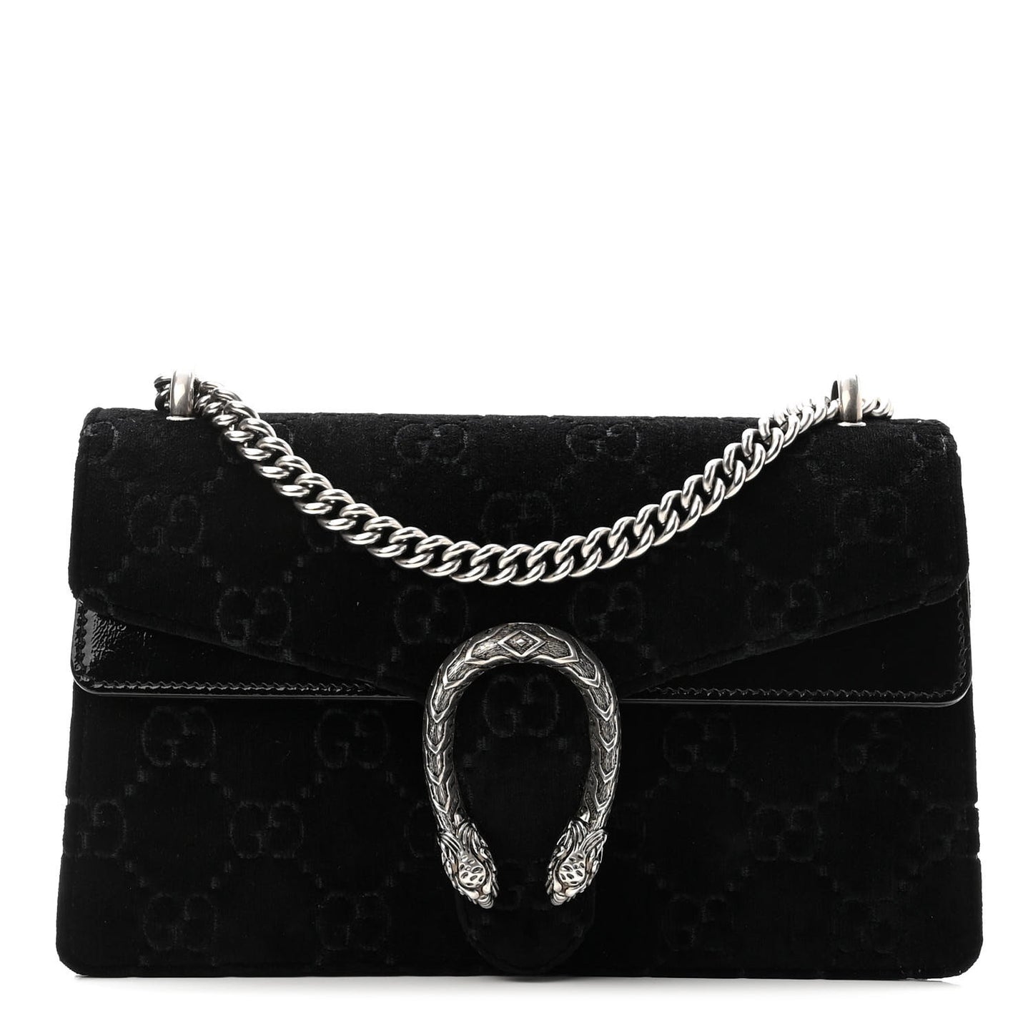 Velvet GG Monogram Small Dionysus Shoulder Bag Black