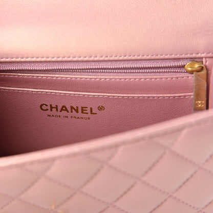 Chanel Iridescent Lambskin Quilted Mini Top Handle Rectangular Flap Pink 8 of 11