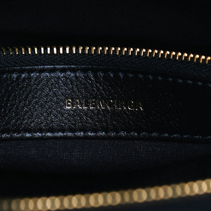 Balenciaga Grained Calfskin Logo S Ville Top Handle Bag Black White 8 of 10