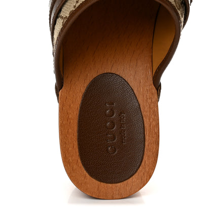Gucci Monogram Goatskin Horsebit Clog Mules 36.5 Beige Ebony Brown Sugar 8 of 10