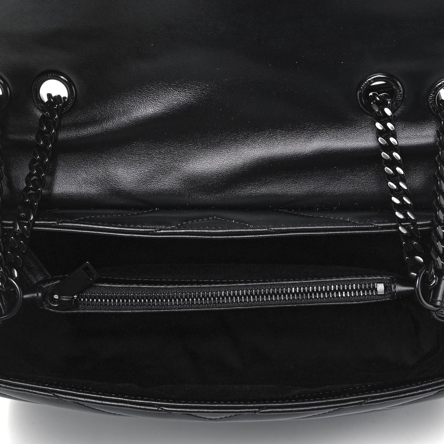 Calfskin Y Quilted Monogram Medium Loulou Chain Satchel Black