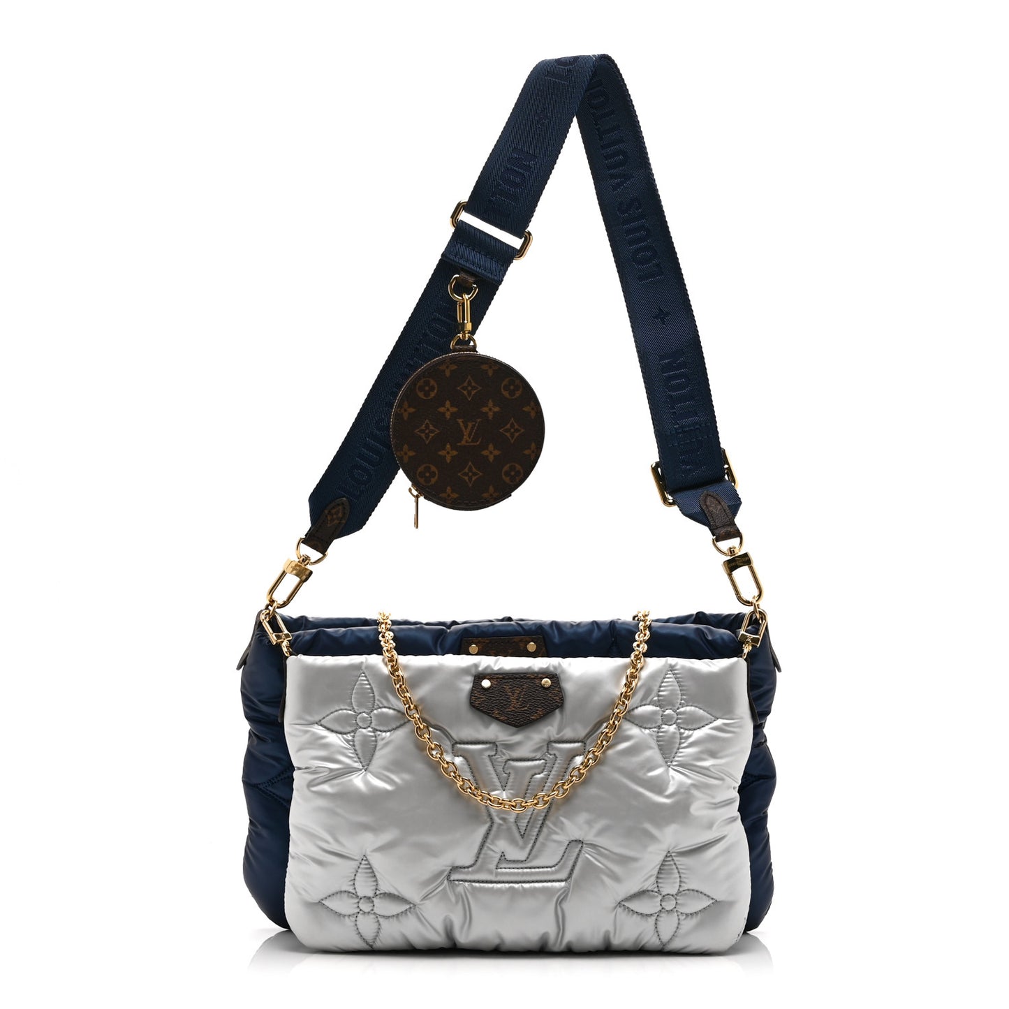 Econyl Monogram Pillow Maxi Multi Pochette Accessories Navy Silver