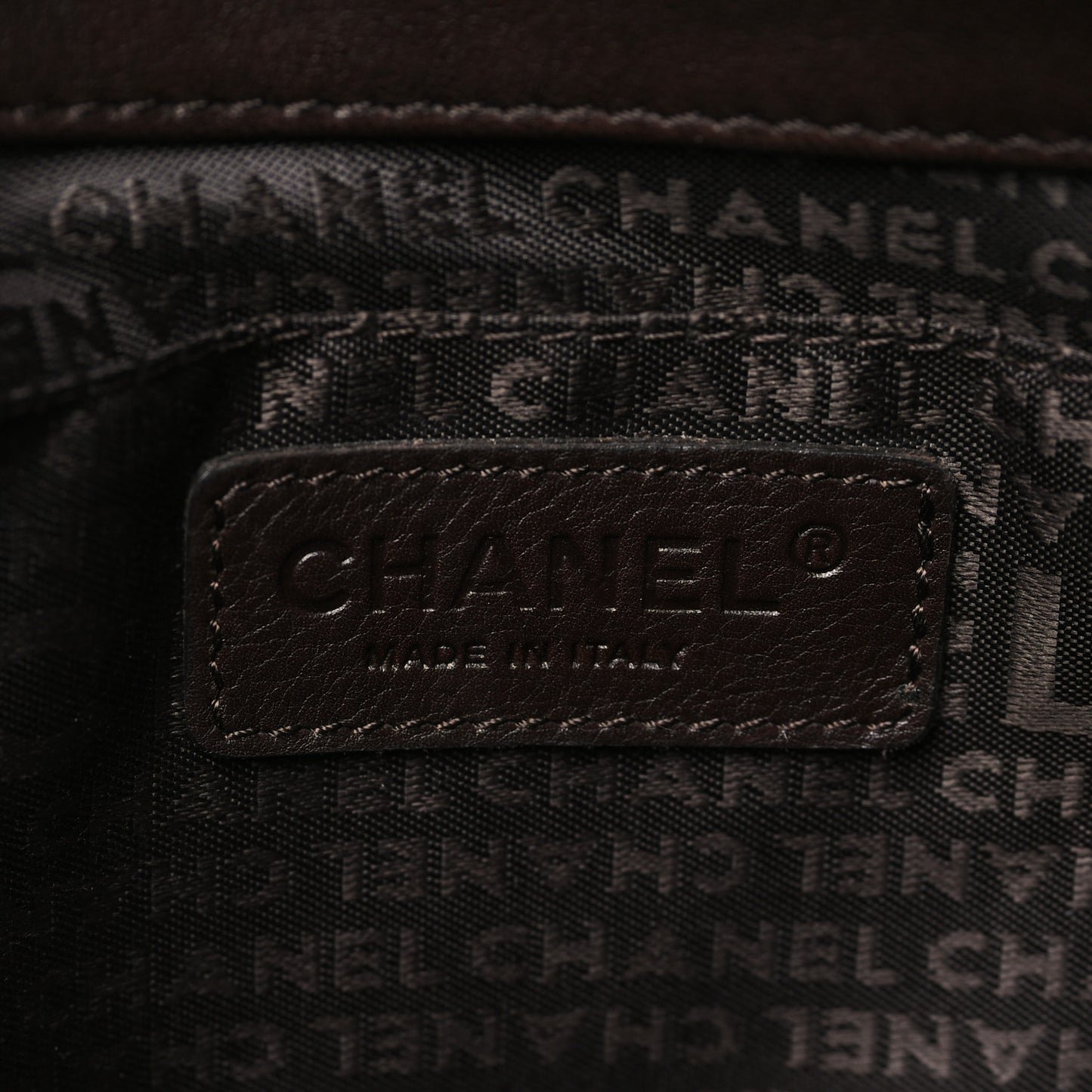 Lambskin Pleated CC Shoulder Bag Marron Fonce
