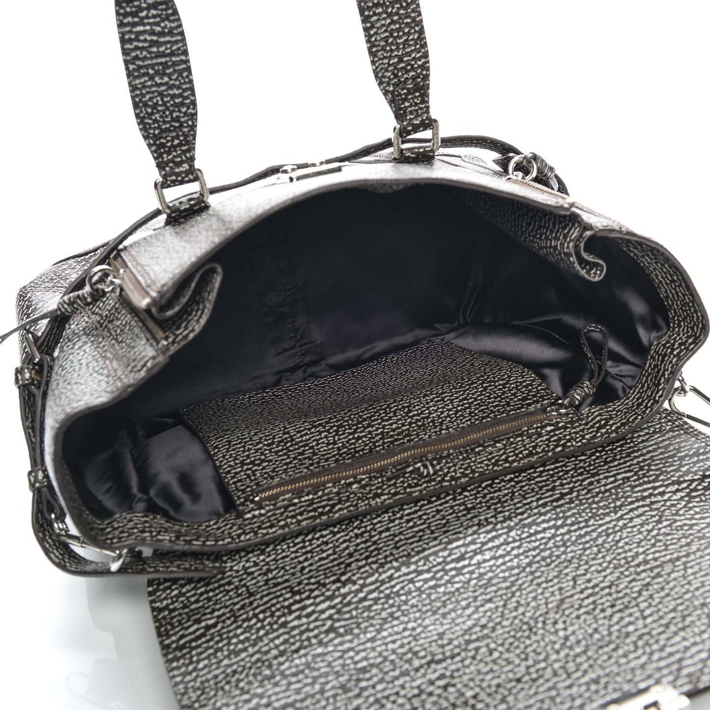 3.1 Textured Calfskin Medium Pashli Satchel Brown White