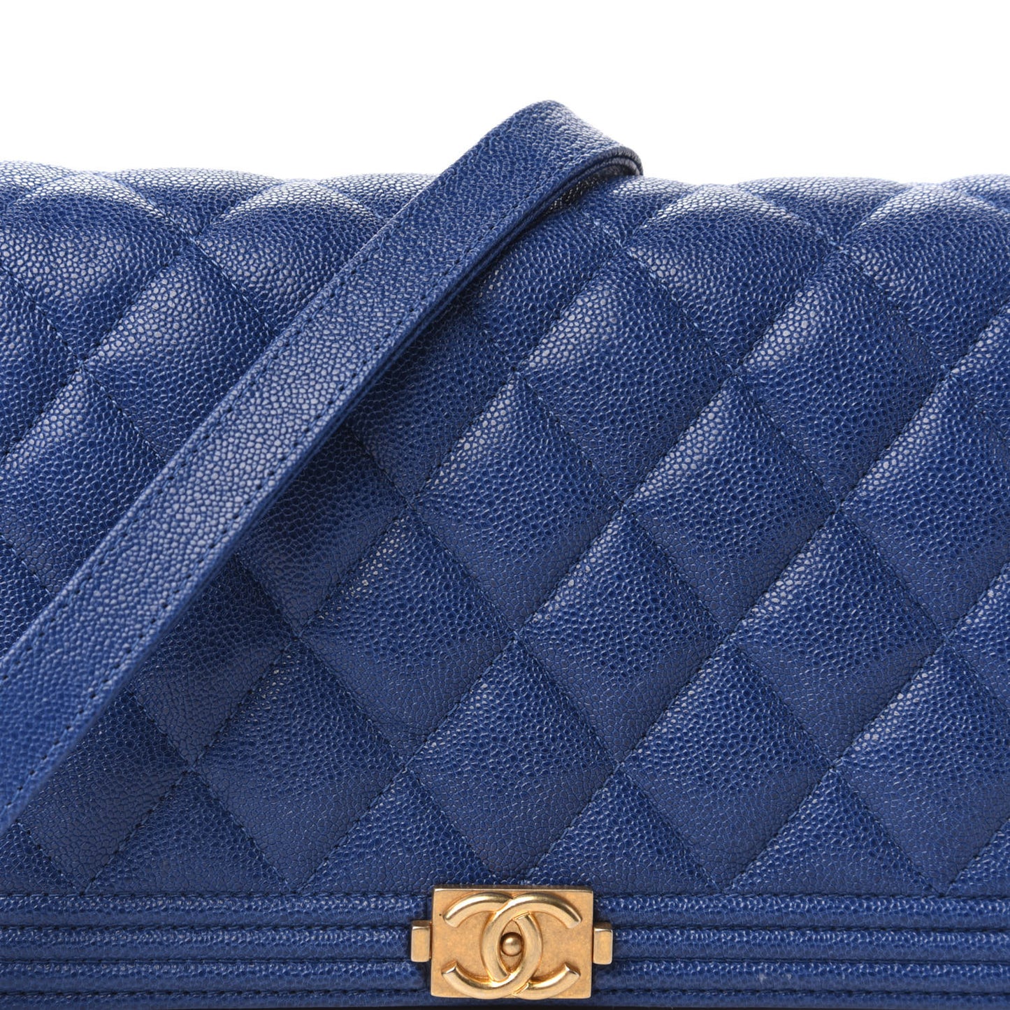 Caviar Quilted Boy Wallet On Chain WOC Blue
