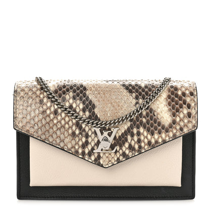 Louis Vuitton Soft Calfskin Snakeskin My Lockme Chain Bag BB Black White Beige 1 of 8