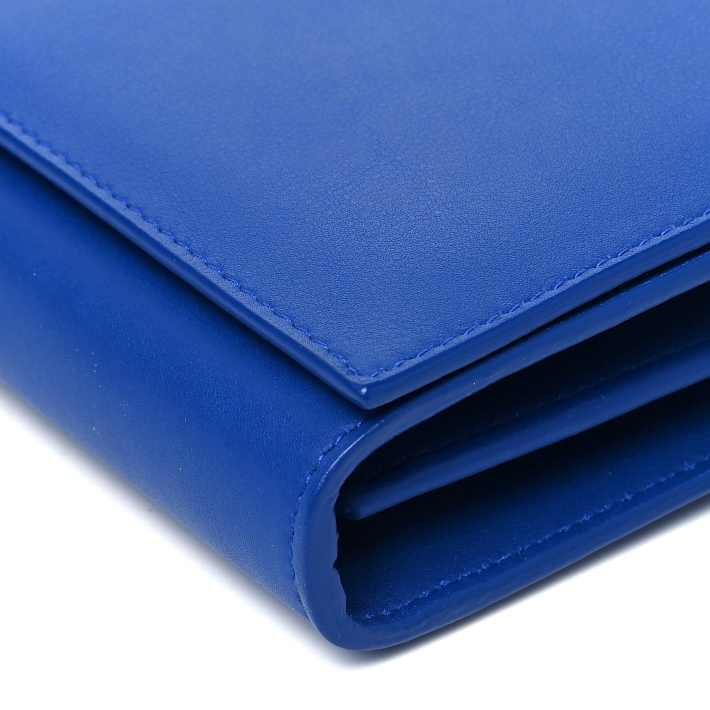 Calfskin Classic Y Ligne Chain Wallet Bleu Majorelle