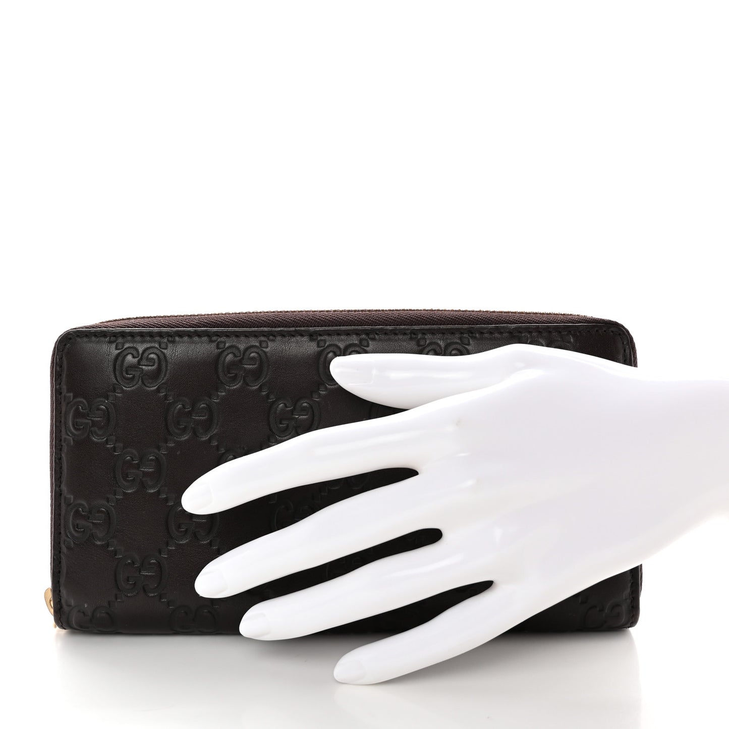 Guccissima GG Pierce Zip Around Wallet Dark Brown