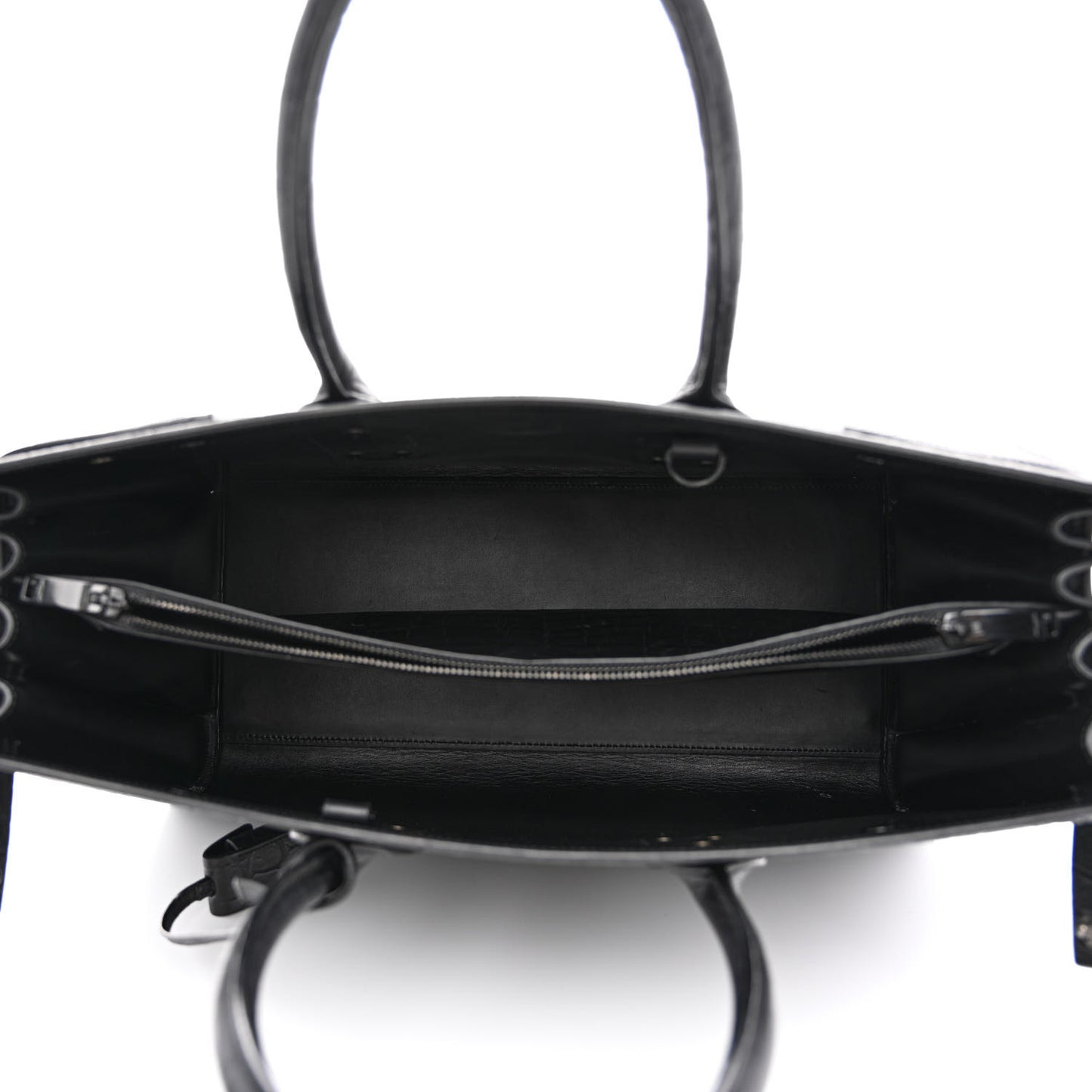 Calfskin Crocodile Embossed Large Sac De Jour Carryall Black