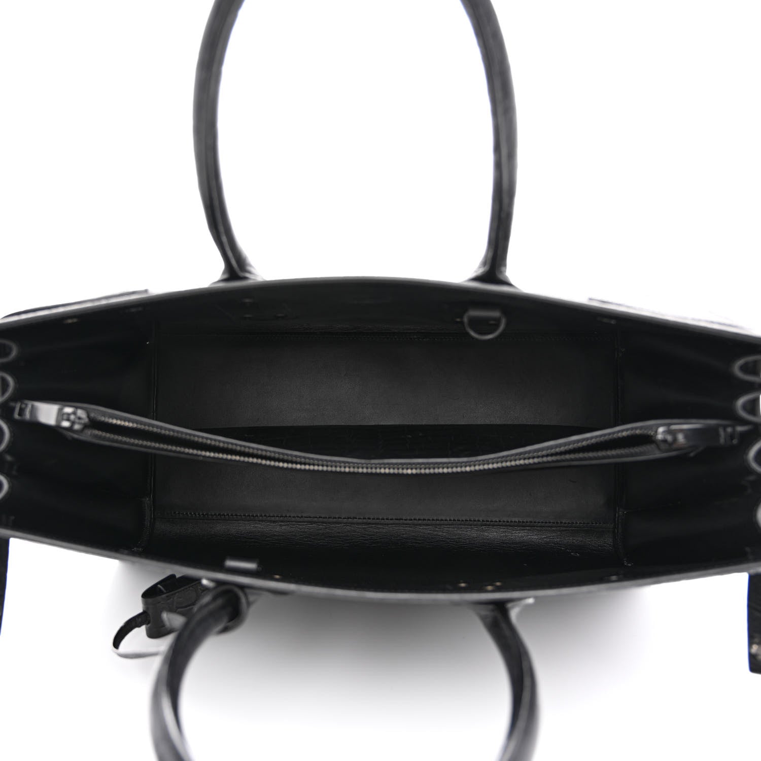 Saint Laurent Calfskin Crocodile Embossed Large Sac De Jour Carryall Black 5 of 9