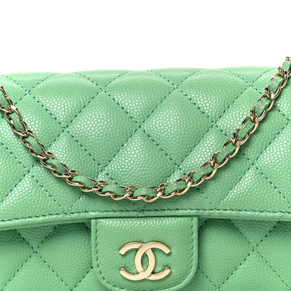 Chanel Caviar Quilted Flap Phone Holder With Chain Green 9 of 12