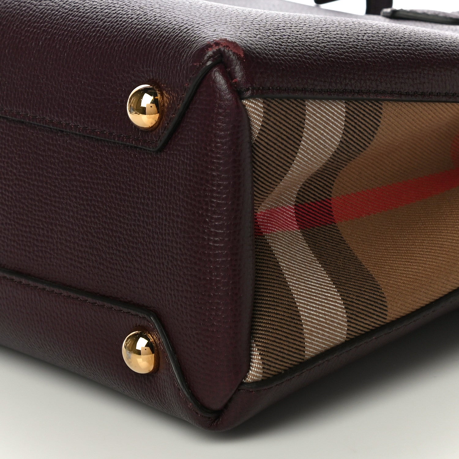 Burberry Derby Calfskin House Check Small Bi-Color Mahogany Red 9 of 9