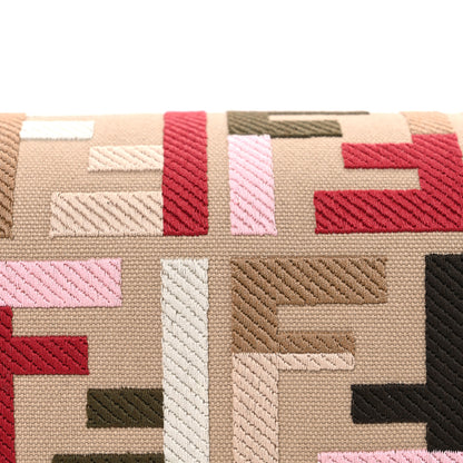 Fendi Canvas Vitello Seta FF Multicolor Embroidered Baguette Sand Avocado Multicolor 8 of 10