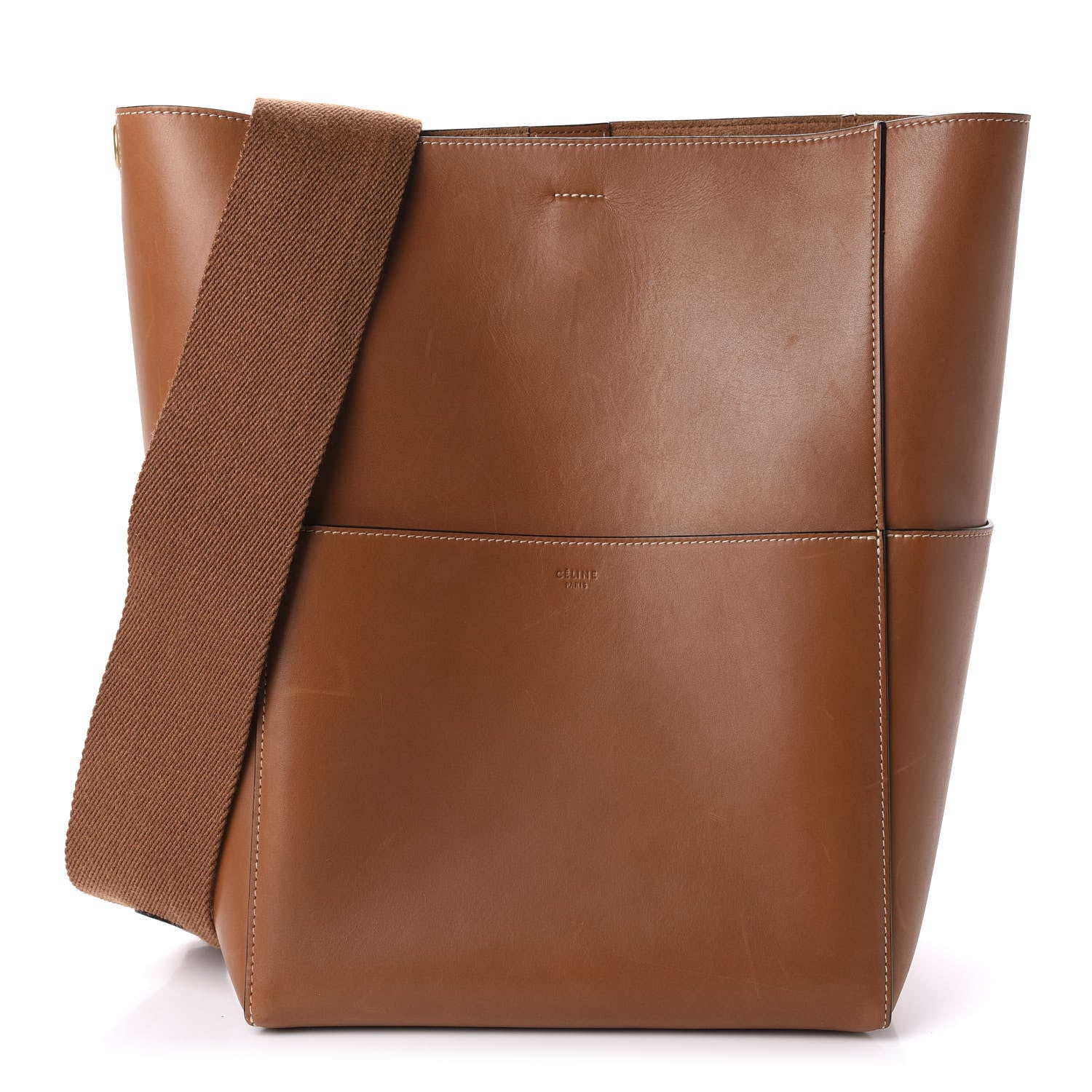Celine Natural Calfskin Sangle Bucket Bag Tan 1 of 10