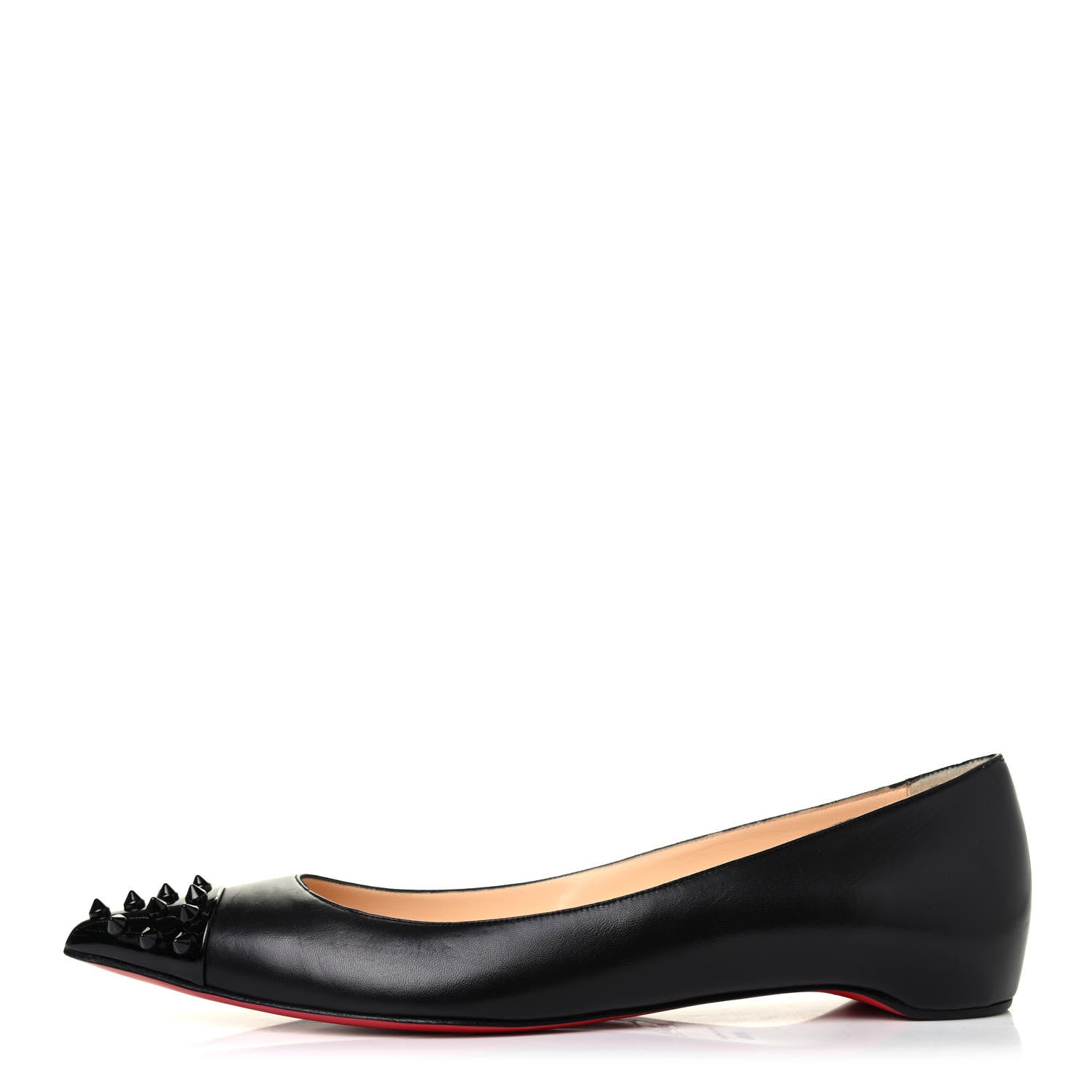 Christian Louboutin Kid Patent Geo Spike Flats 40.5 Black 1 of 4