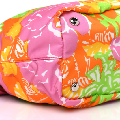 Prada Tessuto Nylon Floral Print Tote Pink Multicolor 9 of 10
