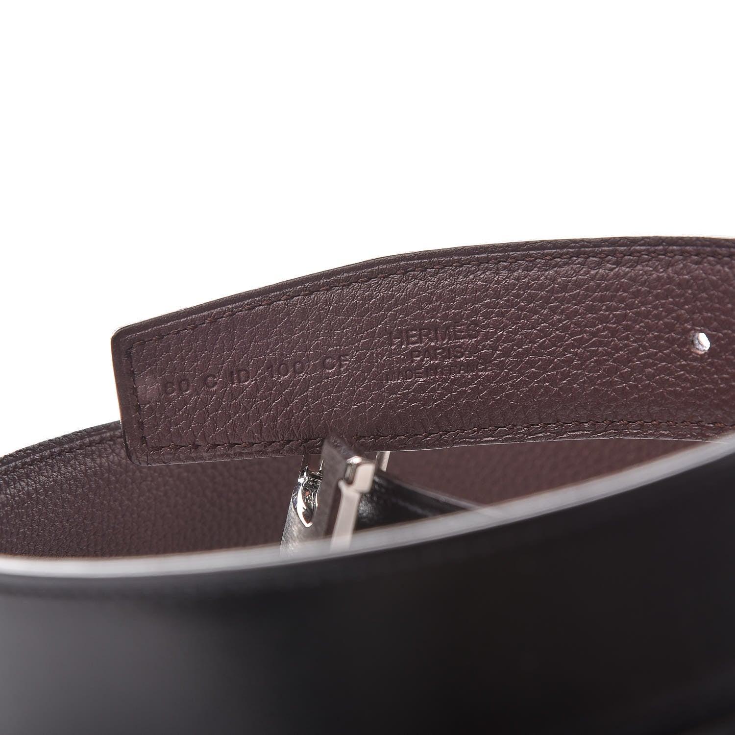 Hermes Box Togo 32mm H Belt 80 Black Chocolate 6 of 6