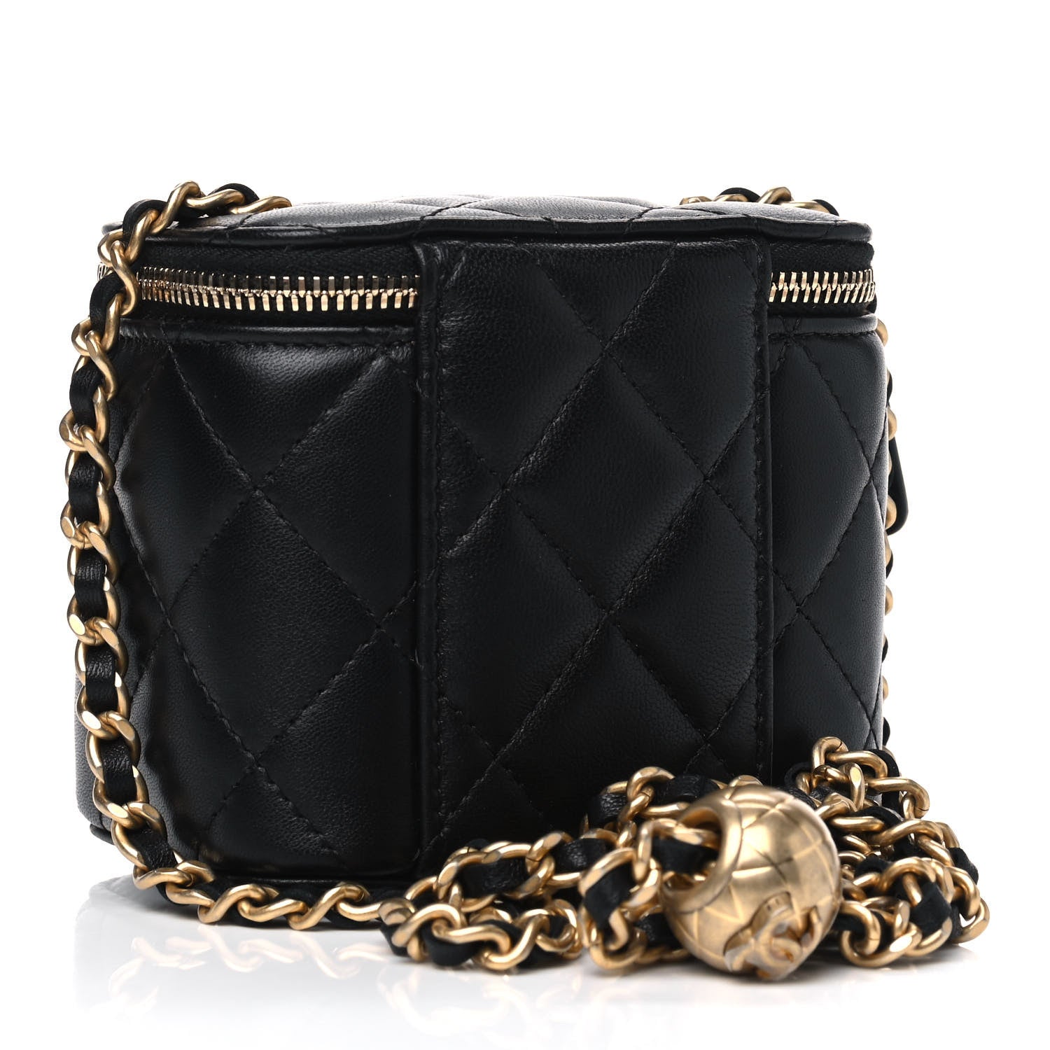 Chanel Lambskin Quilted Mini Pearl Crush Vanity Case With Chain Black 2 of 4