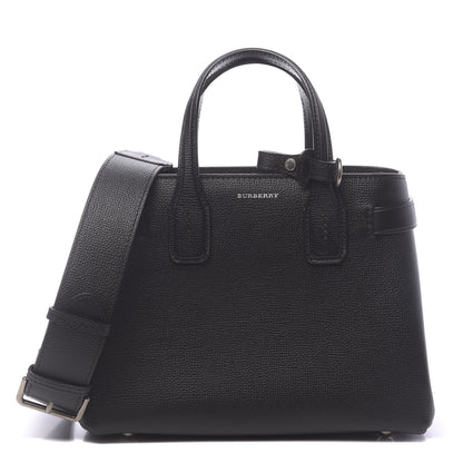 Burberry Grainy Calfskin House Check Small Banner Tote Black 1 of 13