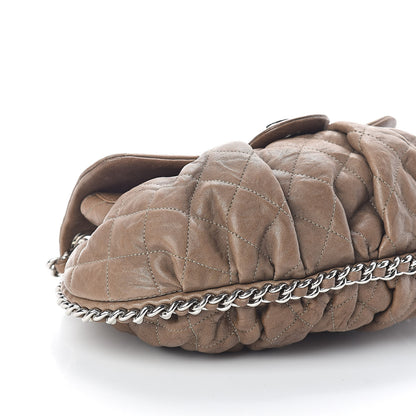 Chanel Crumpled Lambskin Quilted Medium Chain Around Flap Light Khaki 12 of 13